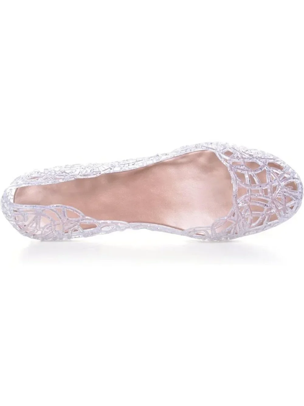 Chic Women’s Beach Jelly Flats - Slip-On Crystal Hollow Summer Shoes